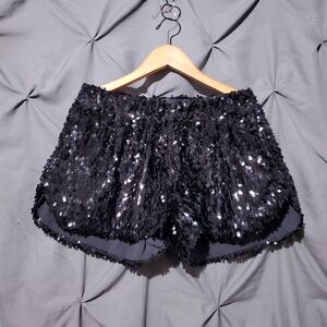 Black Glam Sequin Festival Shorts Party Streetwear